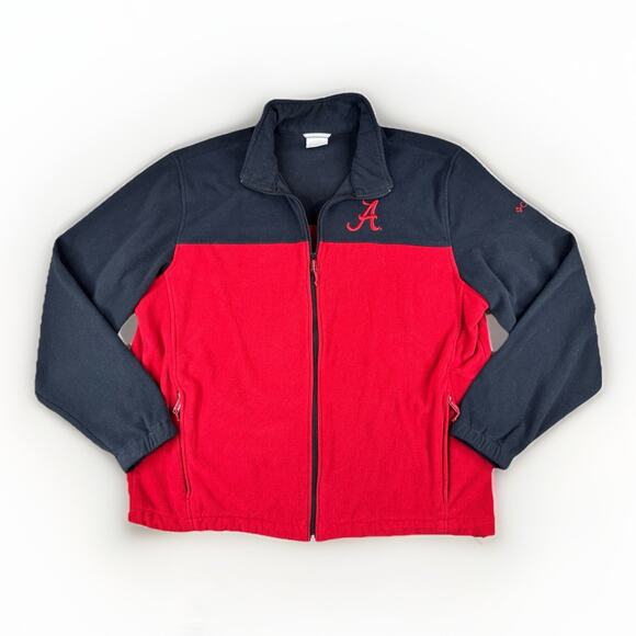 Columbia Alabama Crimson Tide Full Zip Fleece Jacket Mens XXL Red Black College - Picture 1 of 9